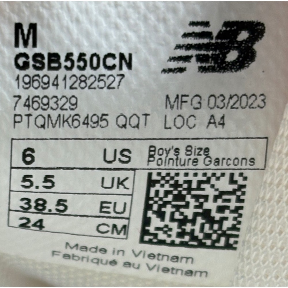 New Balance 550 Big Kids Size 6 White Navy Red Leather Basketball Shoes GSB550CN - Picture 9 of 10